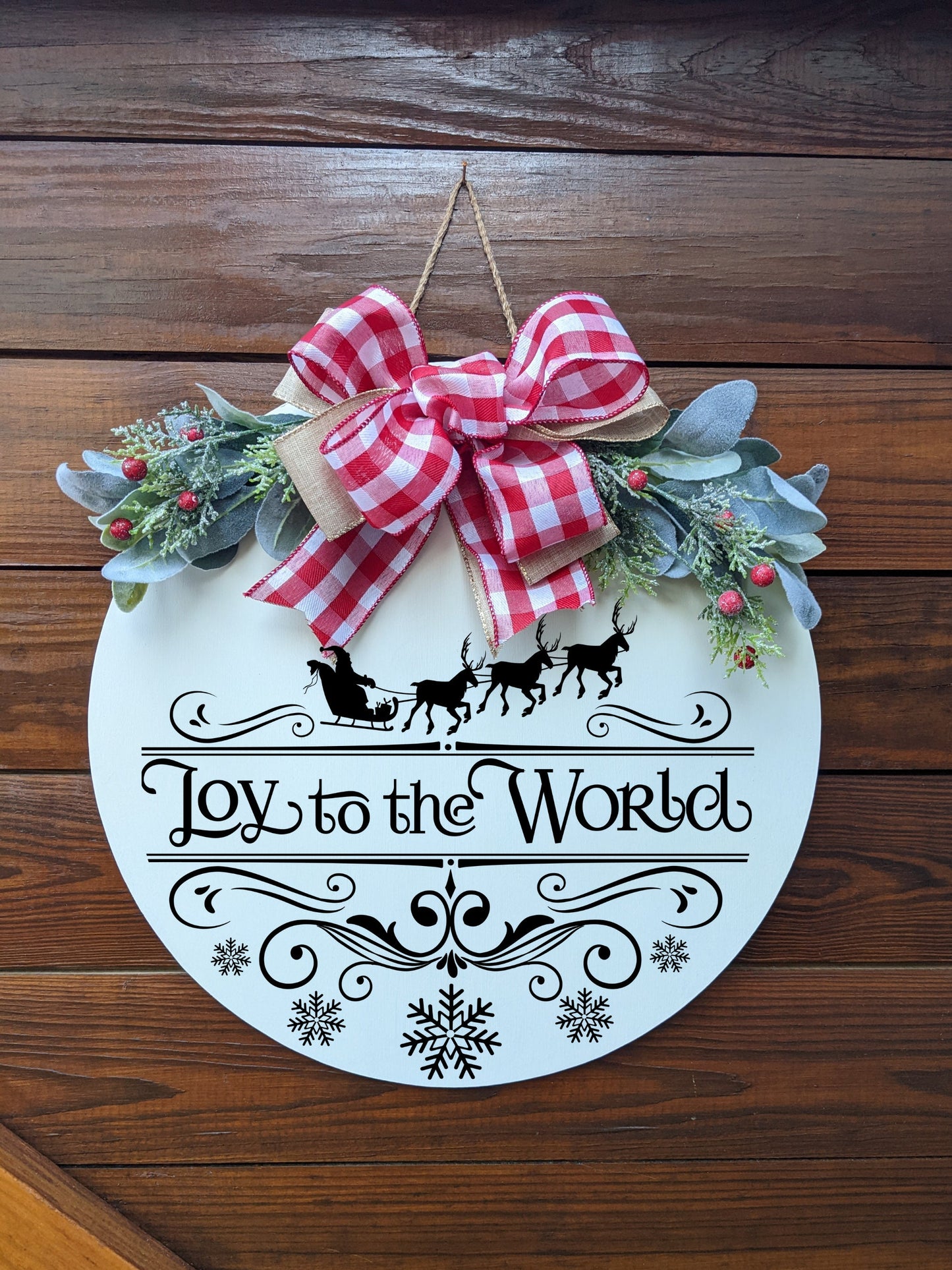 Joy To The World Round Christmas Sign, Door Hanger, Christmas Porch Sign, Wreath Sign, Holiday Decor, Christmas Decor, Holiday Season