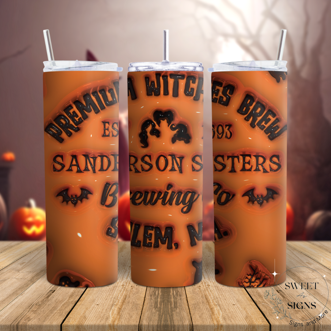 Inflated 3D Witch Halloween 20oz Skinny Tumbler,  Sanderson Sisters Tumbler , Halloween Tumbler20oz, Spooky Vibes, Hocus Pocus