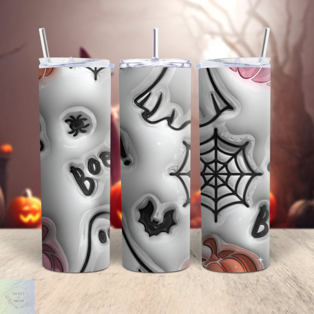 Inflated 3d Boo tumbler,3D Puff Pumpkin 20oz Tumbler, Puffy Pink Halloween,3D Ghost, 20oz