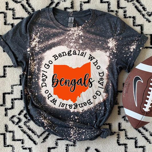 Football, Bleached Tshirt, Game Dey Shirt, Cincinnati Bengals, Bengals Fan Tee, Game Day, Cincinnati Football Fan T-shirt