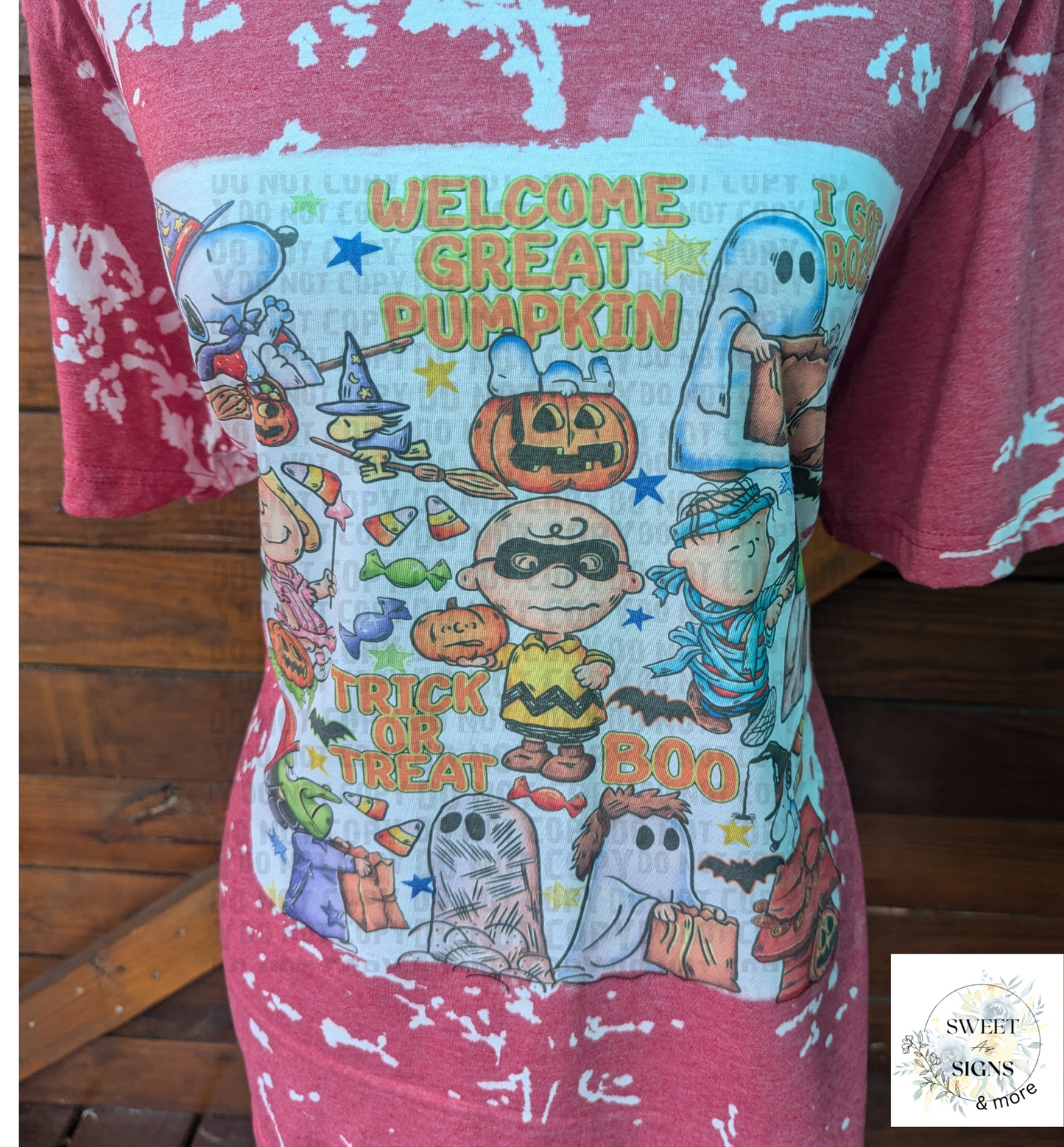 Peanuts Halloween Shirt - Fun Snoopy Themed Holiday Tee - Halloween - Bleached t- shirt