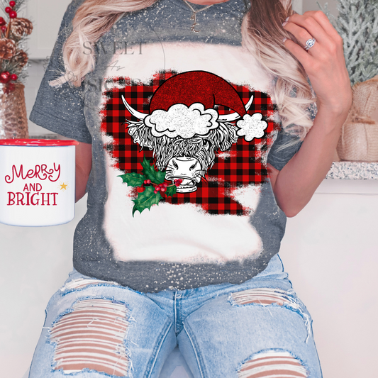 Bleached Christmas Shirt,Christmas Cow Shirts,Bleached Christmas Shirts,Christmas Shirt,Christmas Shirt for Women,Christmas Tree