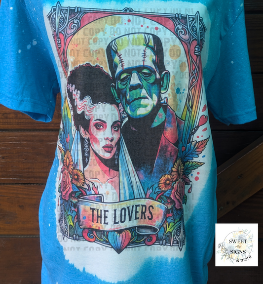 The Lovers Tarot Horror Neon bleached t shirt | vintage | retro | distressed | custom | horror | goth | witchy | trendy | gift | unique