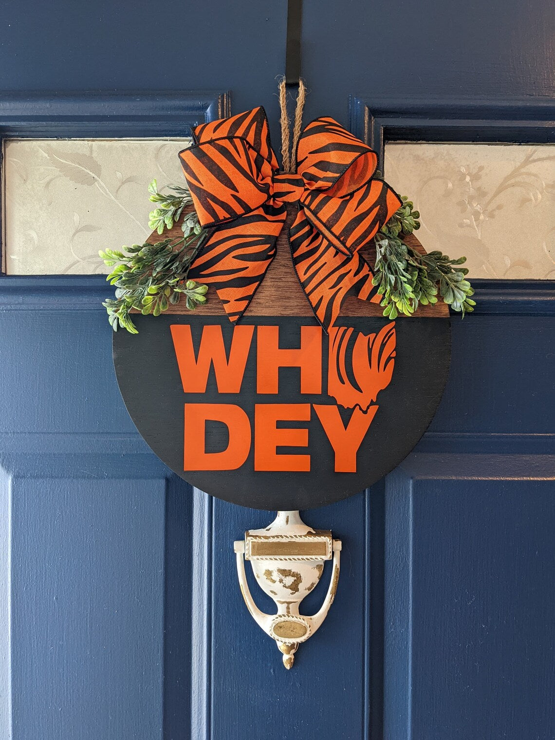 Football Door Sign, Wreath Football , football Wreath Home Sign, Wreath, Football, Welcome, Orange and Black, Cincinnati Door Hanger,