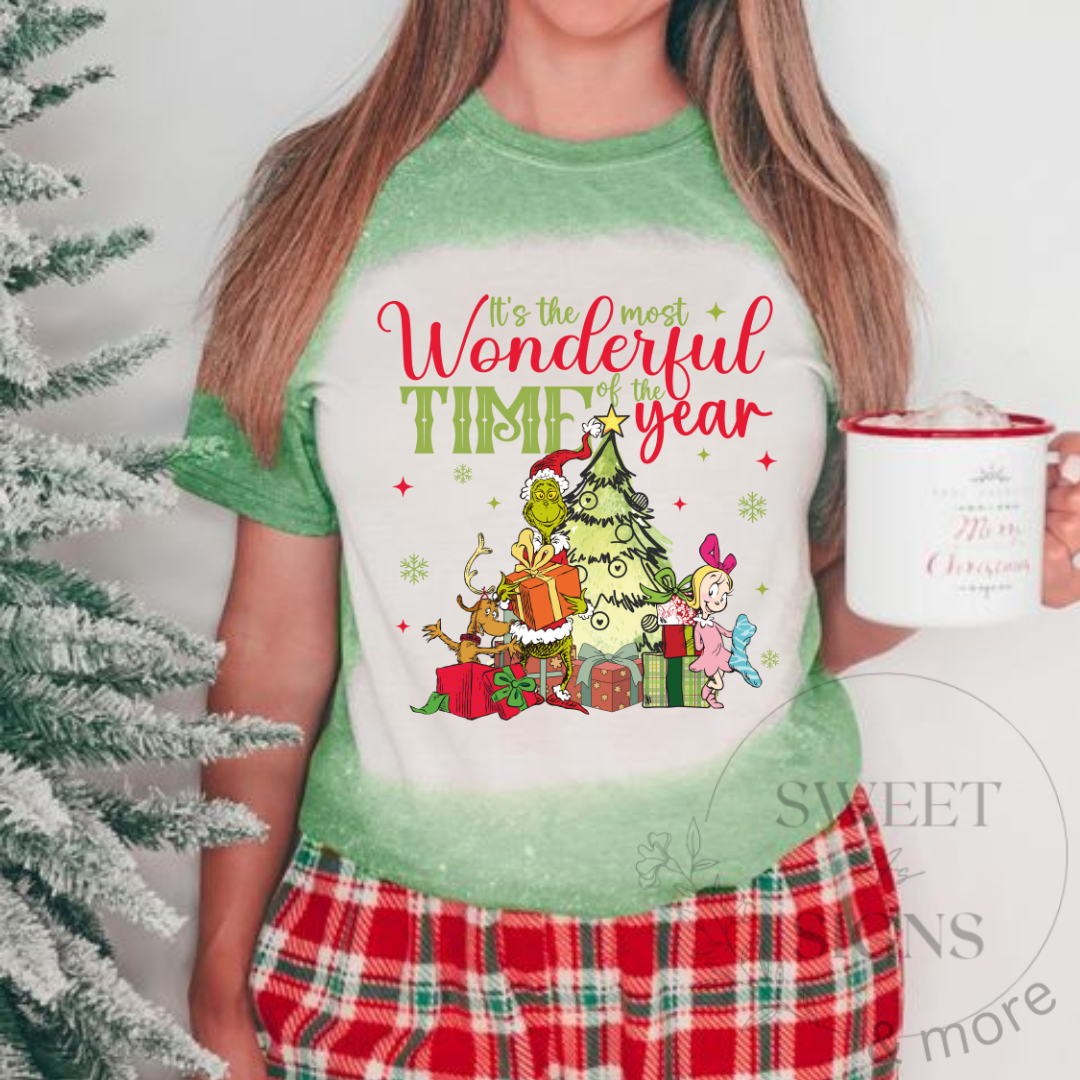 Wonderful Time Of Year Shirt, Grinch Coffee Christmas Shirts, The Grinch Movie Shirt, Grinch Shirt, Ugly Christmas, Bleached shirt