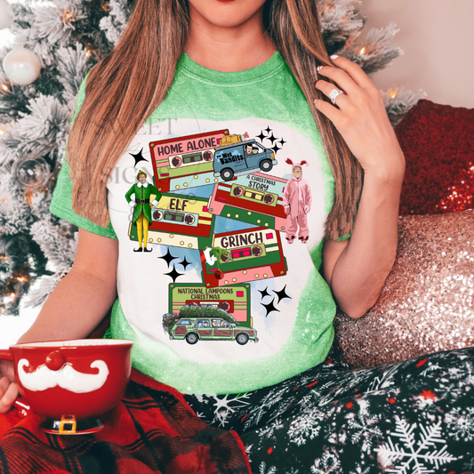 Christmas Movies Shirt, Grinch Shirt, Elf, Kevin, Santa's Sleigh, Home Alone Family Shirt, Family Christmas Shirt, Xmas Cassette Shirt