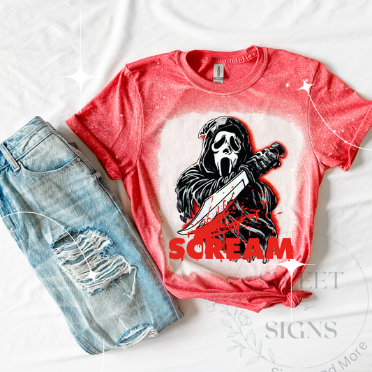 Ghost face Scream inspired bleached dyed washed horror fans Halloween Tee scary gifts for her gifts for him retro horror T-shirts