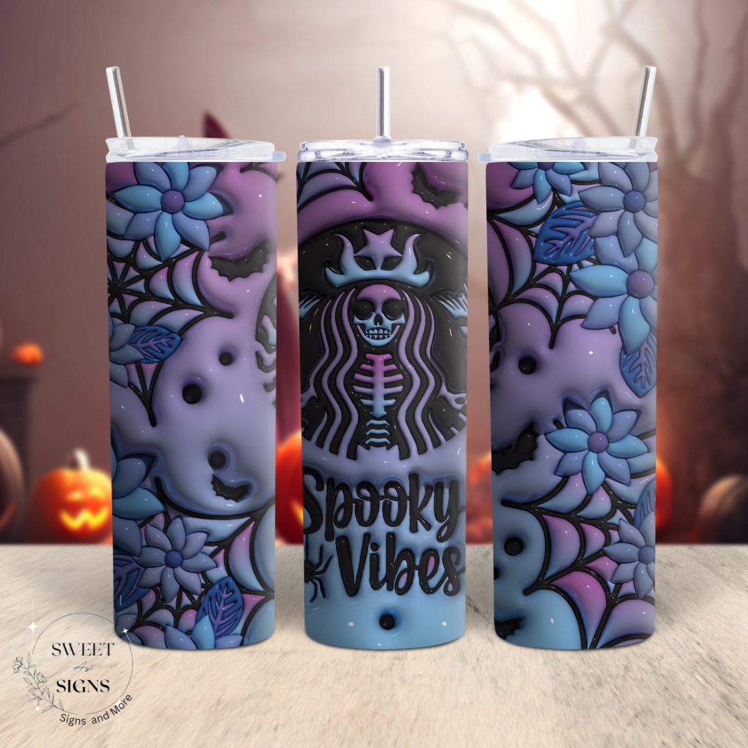 3D Inflated Retro Spooky  Vibes Tumbler, Halloween Tumbler 3D 20oz, Halloween tumbler, Cute Tumbler, Gift