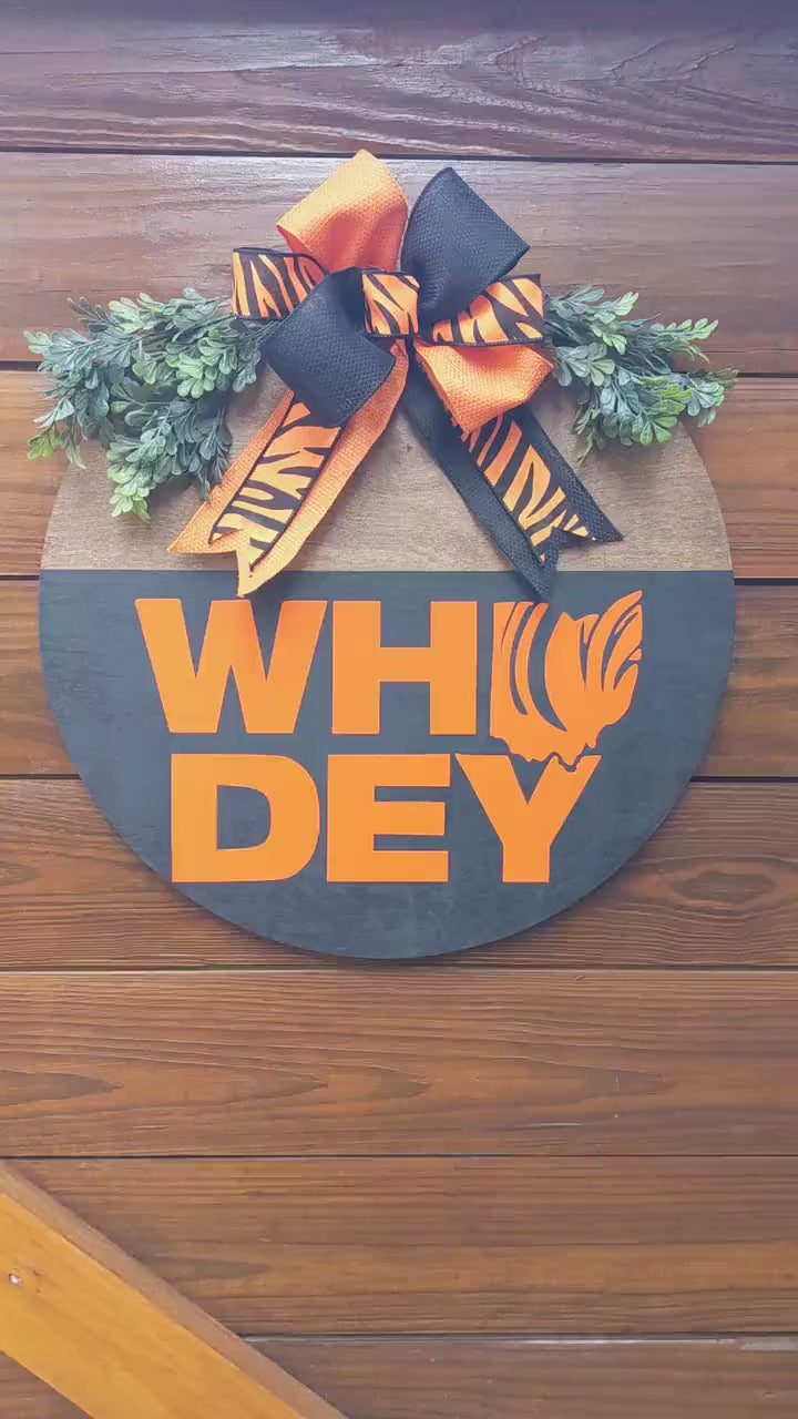 Cincinnati Bengals Door Hanger, WHO DEY, Football Door Sign, Wreath Football ,Bengals Wreath Home Sign, Wreath, Football, Welcome ,Sign