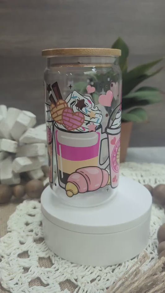 Cafecito y Chisme Glass Cup, Coffee cup, Libbey glass, Glass Can, Glass Tumbler
