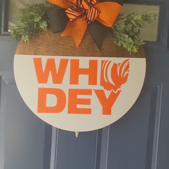 Cincinnati Bengals Door Hanger, WHO DEY, Football Door Sign, Wreath Football ,Bengals Wreath Home Sign, Wreath, Football, Welcome ,White