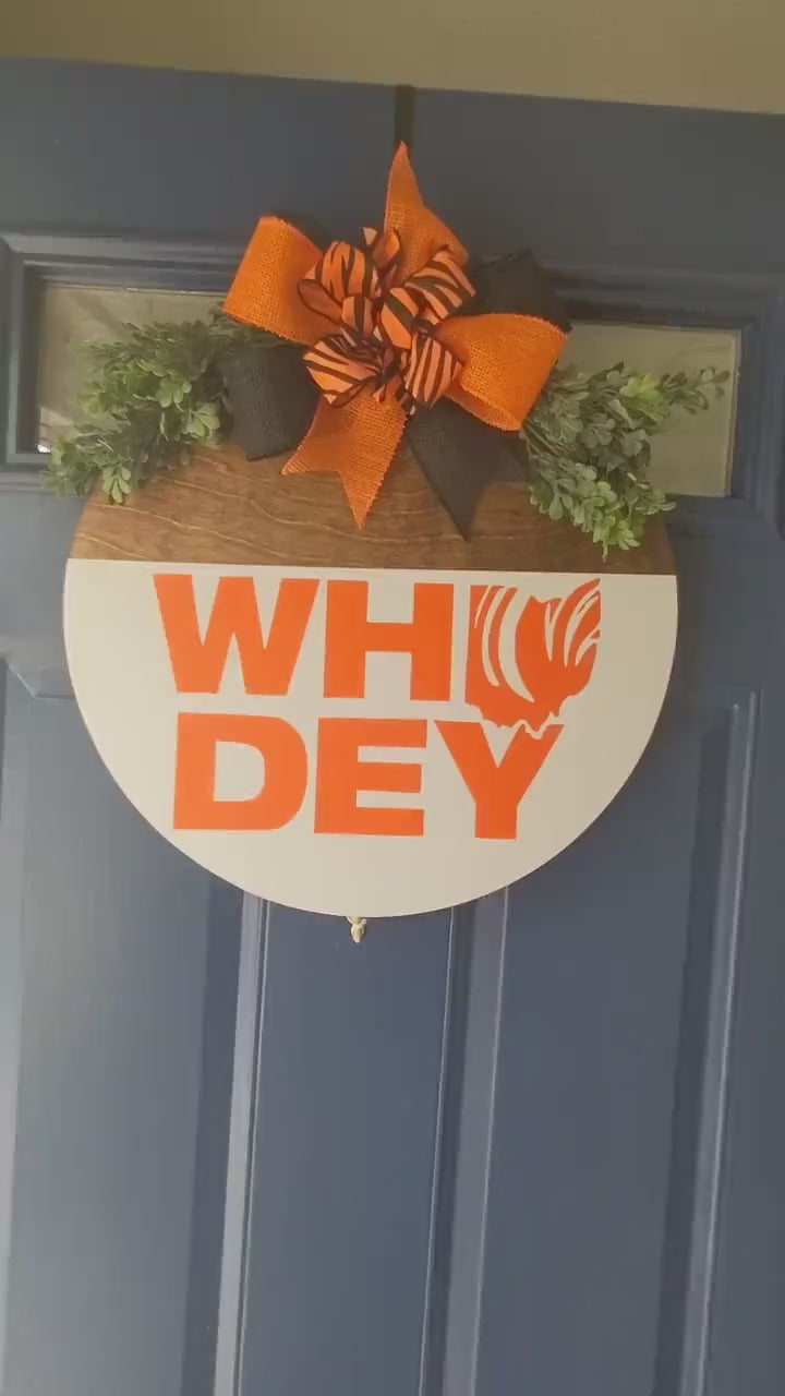 Cincinnati Bengals Door Hanger, WHO DEY, Football Door Sign, Wreath Football ,Bengals Wreath Home Sign, Wreath, Football, Welcome ,White