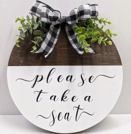 Please take a seat ,Bathroom sign, Rustic, Farmhouse, Decor, Wood Hanger