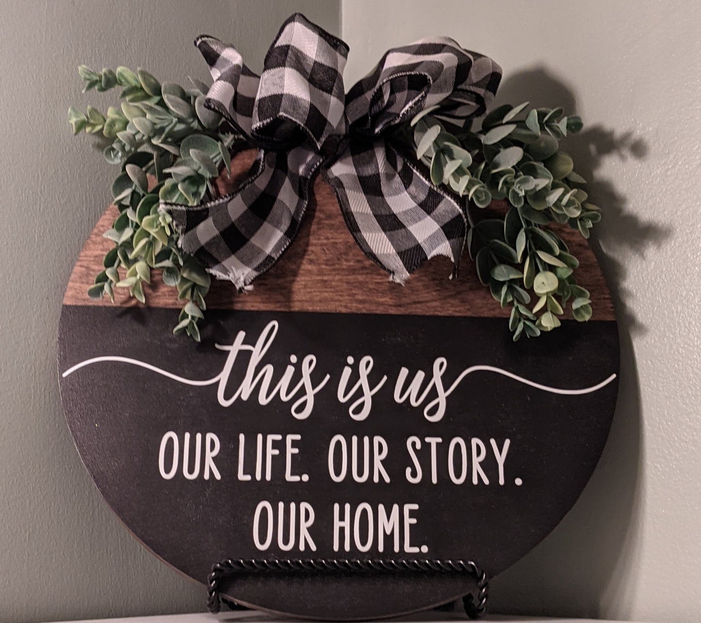 This is us | Our Story | Our Love | Wood Round Welcome Sign | Home | Farmhouse | Front Door Décor | Hanger | Door Wreath | Home Décor