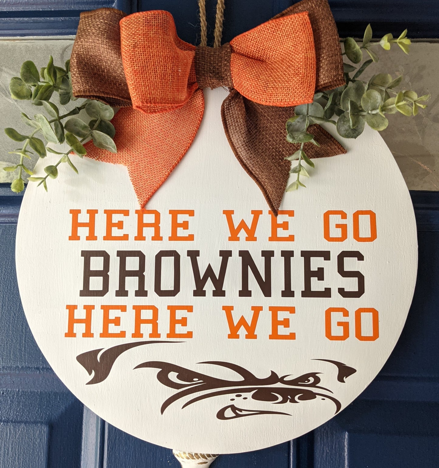 Here we go brownies , Cleveland, Door Hanger, Fall Decor, Browns, Wreath, Football