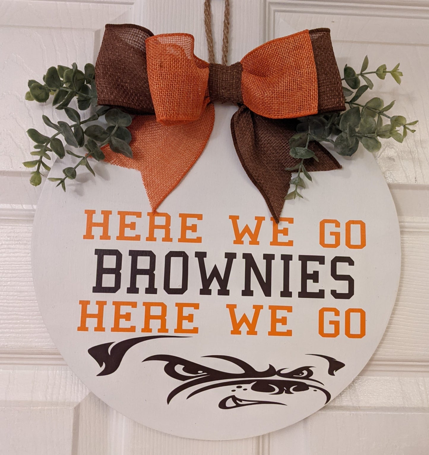 Here we go brownies , Cleveland, Door Hanger, Fall Decor, Browns, Wreath, Football