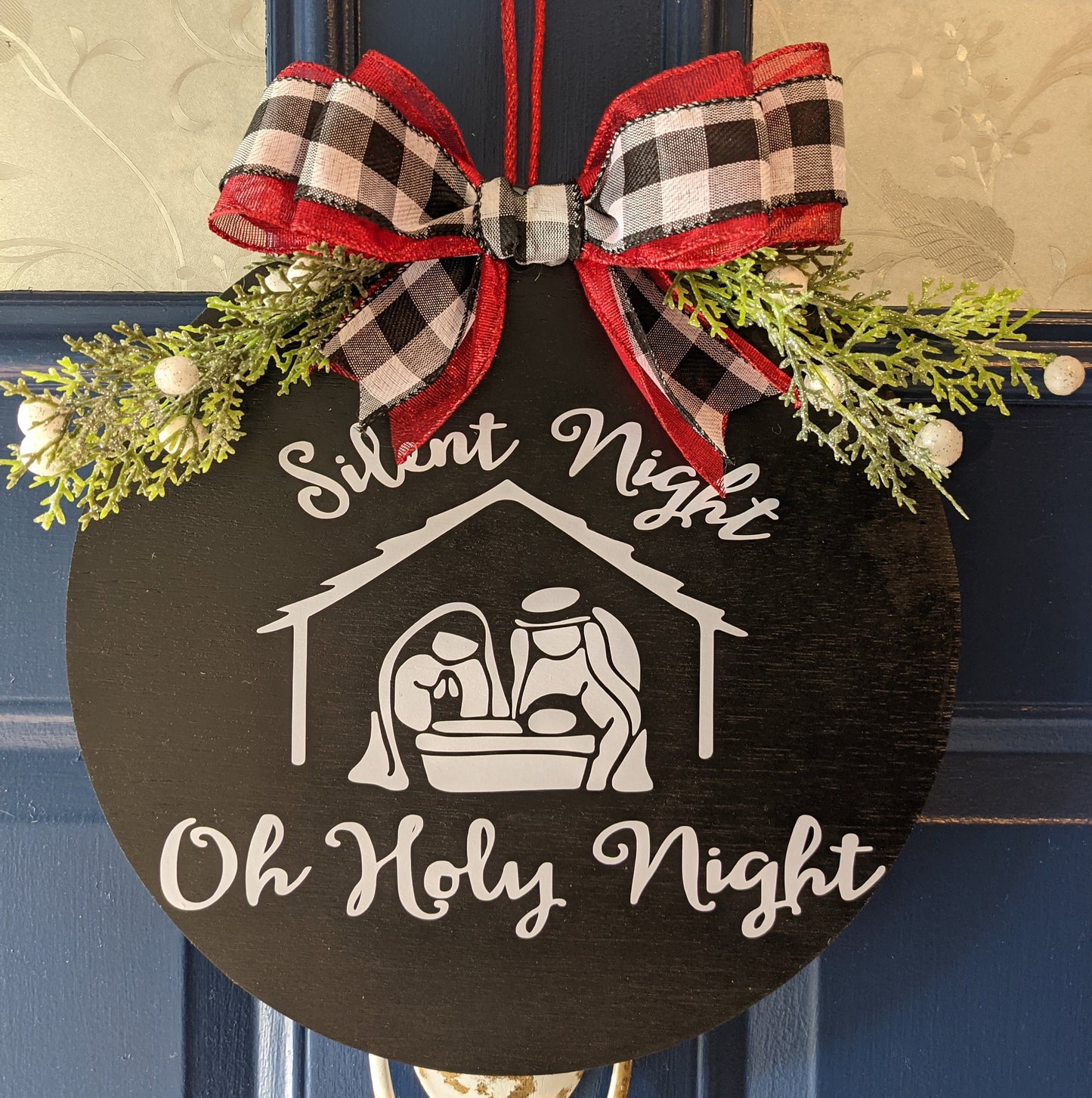 Winter Decor, Silent Night, Merry Christmas Door Hanger, Winter Wreath, Christmas Decor, Wood Door Sign, O Holy Night, Farmhouse sign