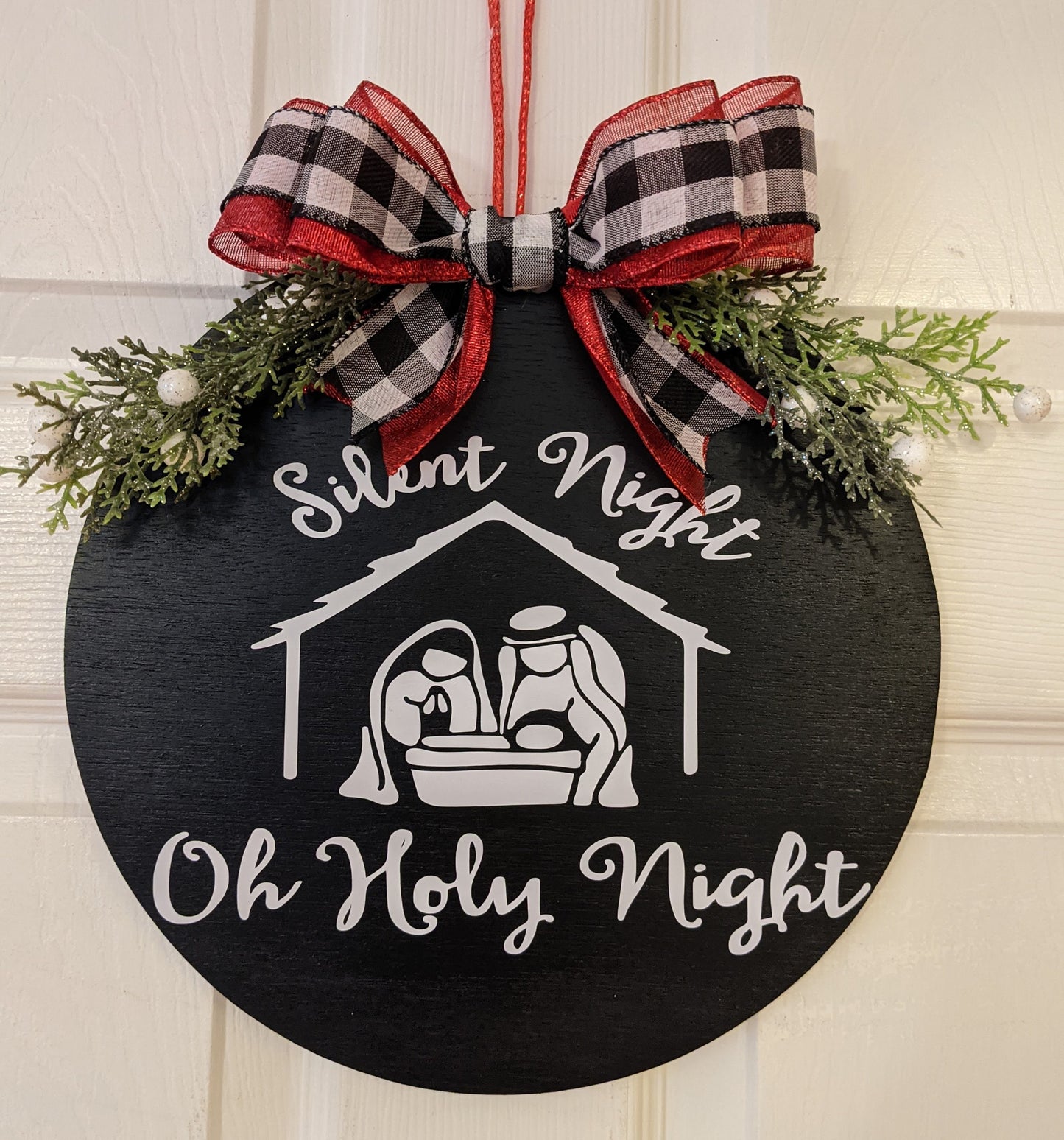 Winter Decor, Silent Night, Merry Christmas Door Hanger, Winter Wreath, Christmas Decor, Wood Door Sign, O Holy Night, Farmhouse sign