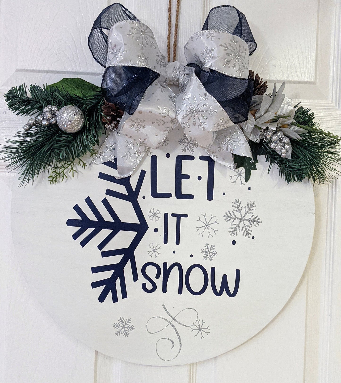 Winter Decor, Let It Snow Sign, Winter Door Hanger, Winter Wreath, Christmas Decor, Wood Door Sign, Let It Snow, Farmhouse sign, Winte