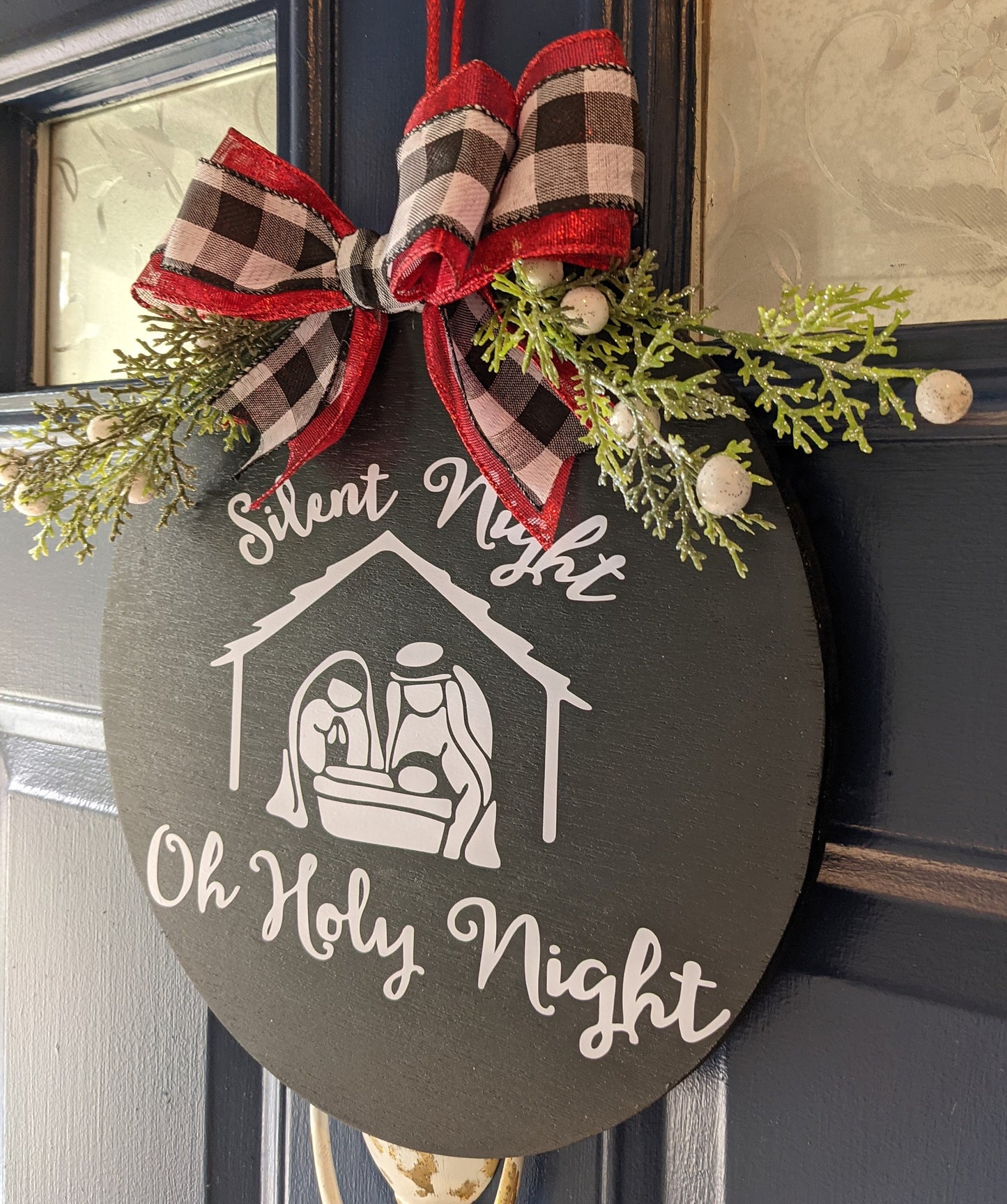 Winter Decor, Silent Night, Merry Christmas Door Hanger, Winter Wreath, Christmas Decor, Wood Door Sign, O Holy Night, Farmhouse sign