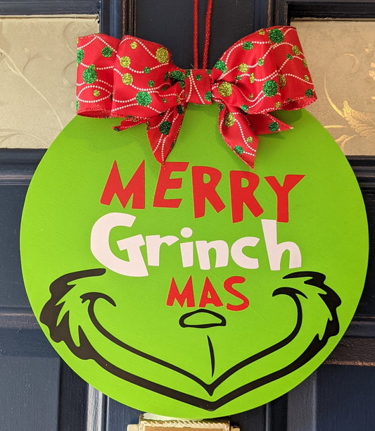 Merry Grinchmas door hanger, Winter Decor, Winter Door Hanger, Christmas door hanger,Christmas Decor, Wood Door Sign