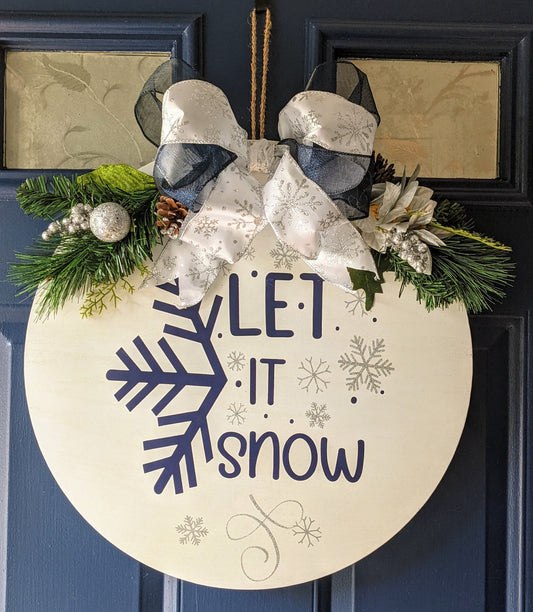 Winter Decor, Let It Snow Sign, Winter Door Hanger, Winter Wreath, Christmas Decor, Wood Door Sign, Let It Snow, Farmhouse sign, Winte