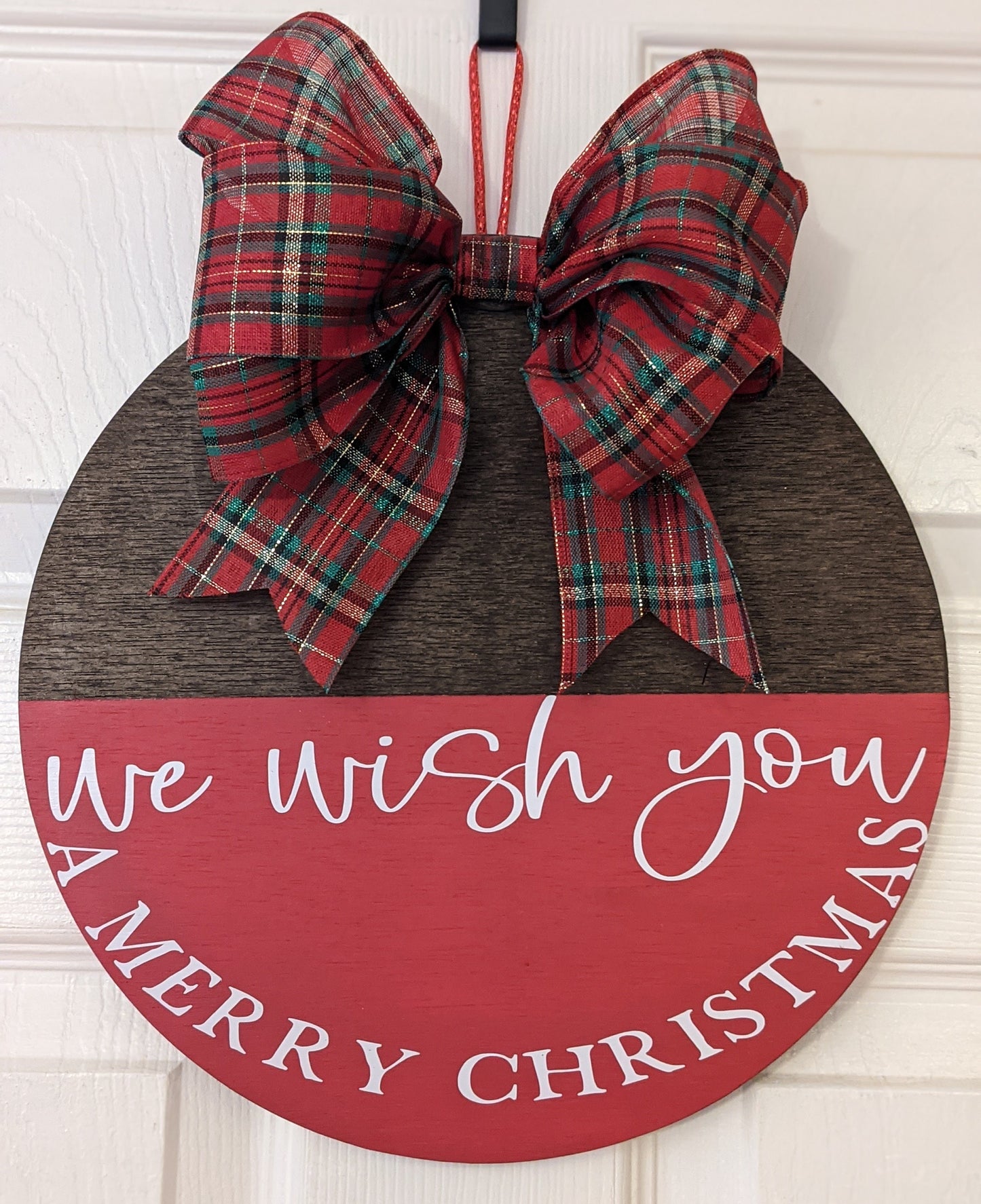 We Wish You A Merry Christmas door hanger,  Christmas door wreath, Christmas door decor, Round Christmas sign, Happy Holidays, DOOR HANGER