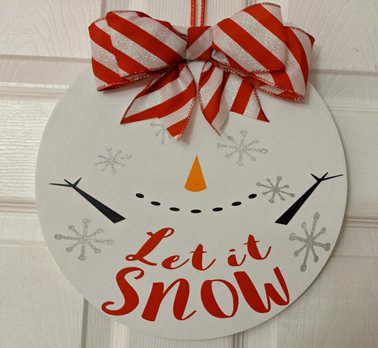 Door hanger, wooden door decor, wood wreath, housewarming gift, door wreath, winter decor, let it snow door hanger,let it snow,snowman decor