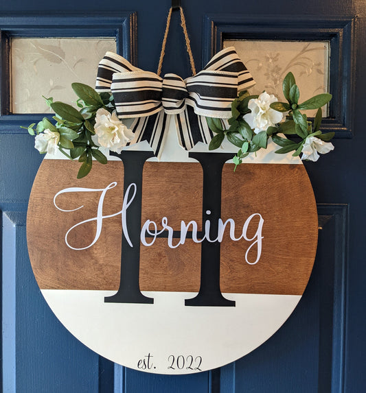 Personalized Last Name Sign , Door hanger, Front Door Wreath ,Wooden Door Hanger ,Newlywed Gift ,Wedding Gift, Last Name/Family