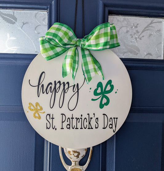 Front Door | Happy St. Patrick's Day |  Wreath | Welcome | Front Door Sign | Door Hanger | St Patrick’s Day | Clover | Shamrock