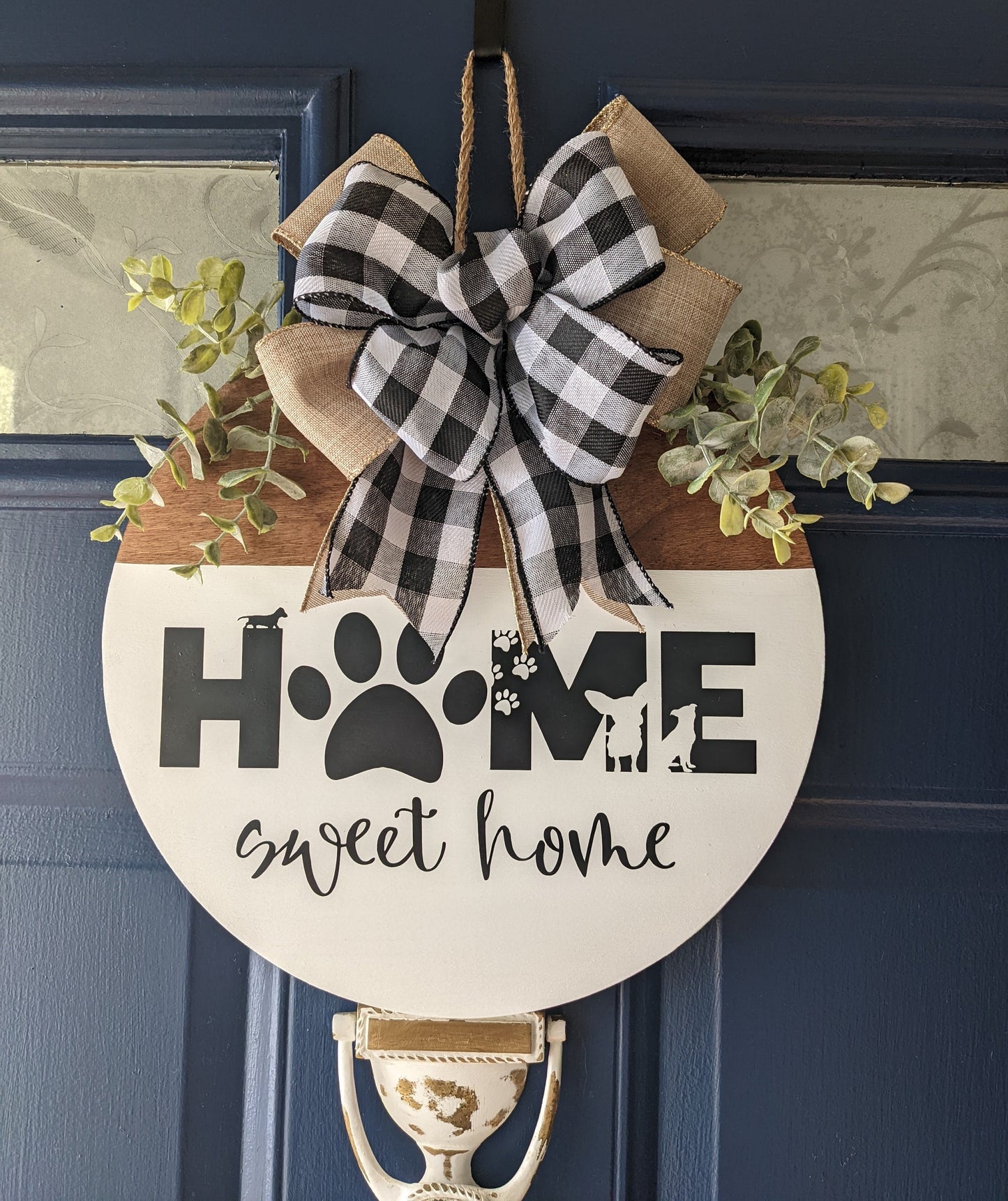 Door Hanger, Welcome we hope you like dogs ,Front Door Decor, Welcome door hanger , Welcome Wreath ,Door Wreath, Home Sweet Home