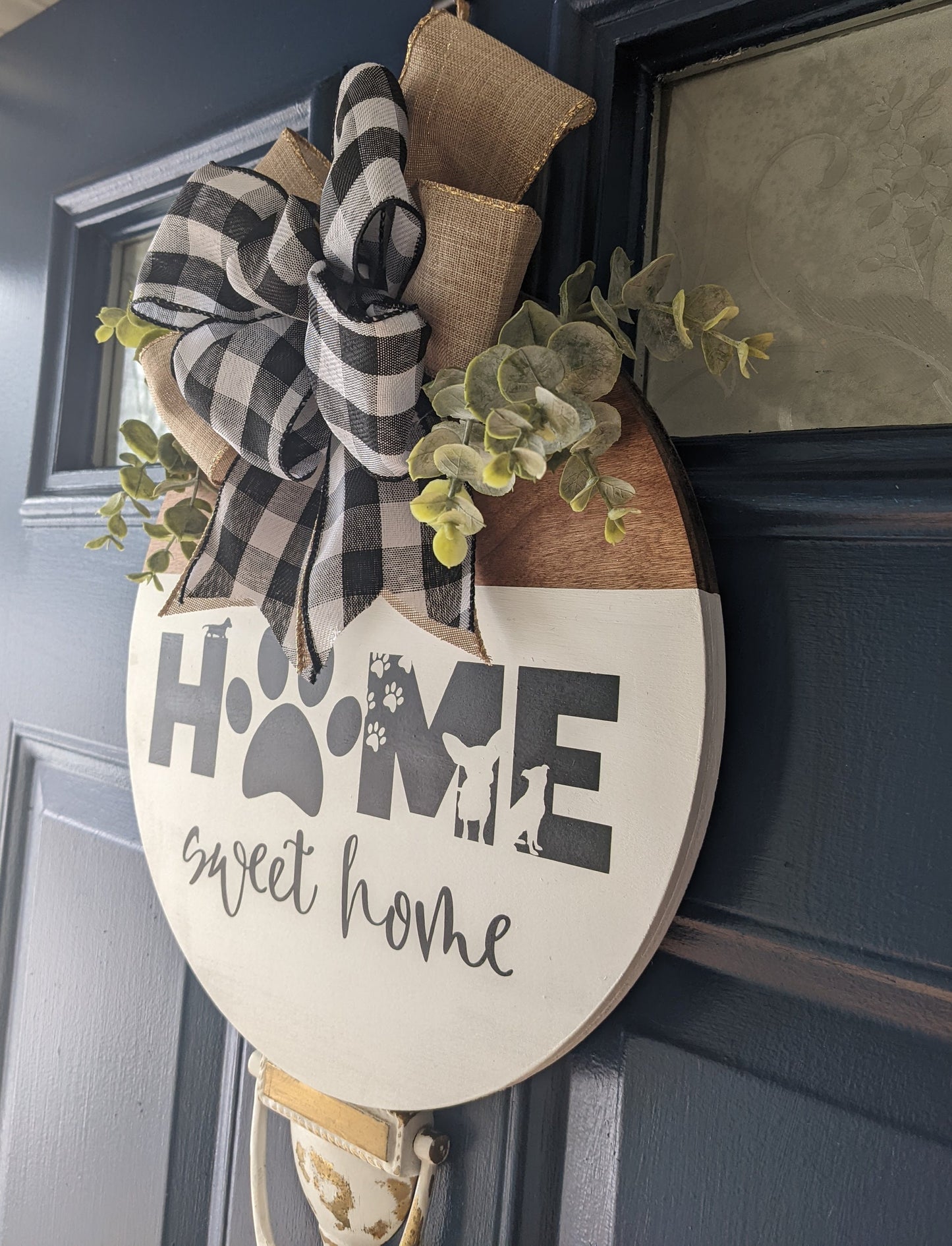 Door Hanger, Welcome we hope you like dogs ,Front Door Decor, Welcome door hanger , Welcome Wreath ,Door Wreath, Home Sweet Home