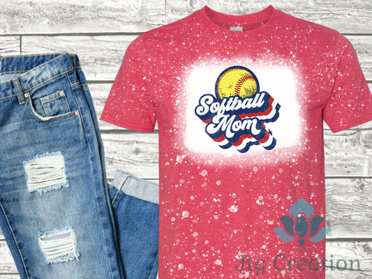 Softball Mom Bleached Shirt, Softball Mama t-shirt, Softball Mom Tee, Bleached shirt, Sports mom, Softball Season Shirt, Softball Mom Shirt