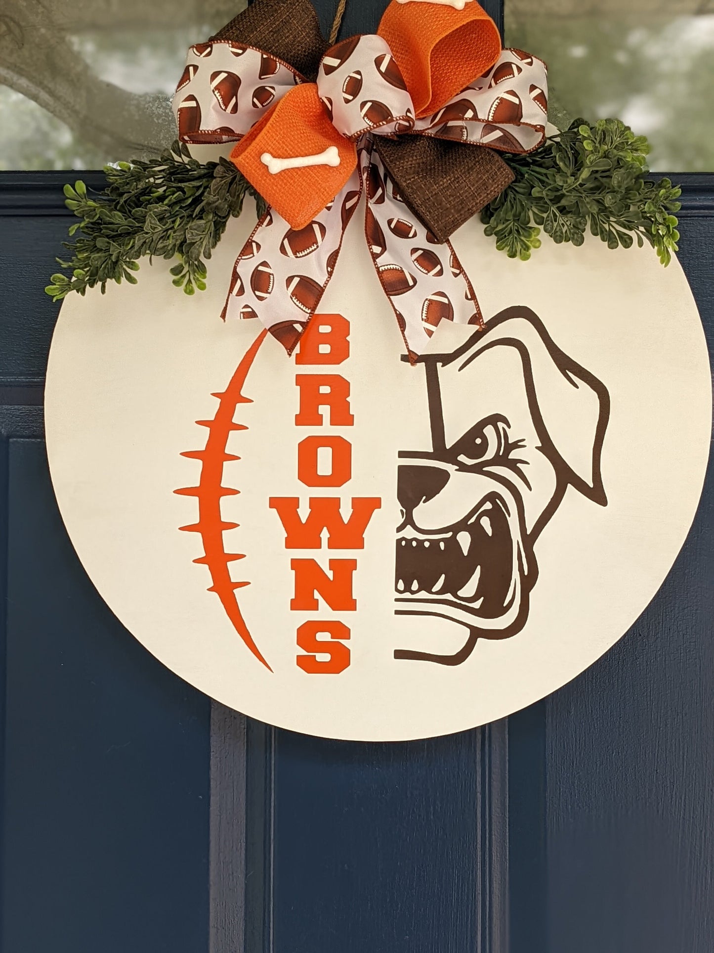 Here we go brownies , Cleveland, Door Hanger, Fall Decor, Browns, Wreath, Football, Welcome Door Hanger, Fall Door hanger, Football / Dog