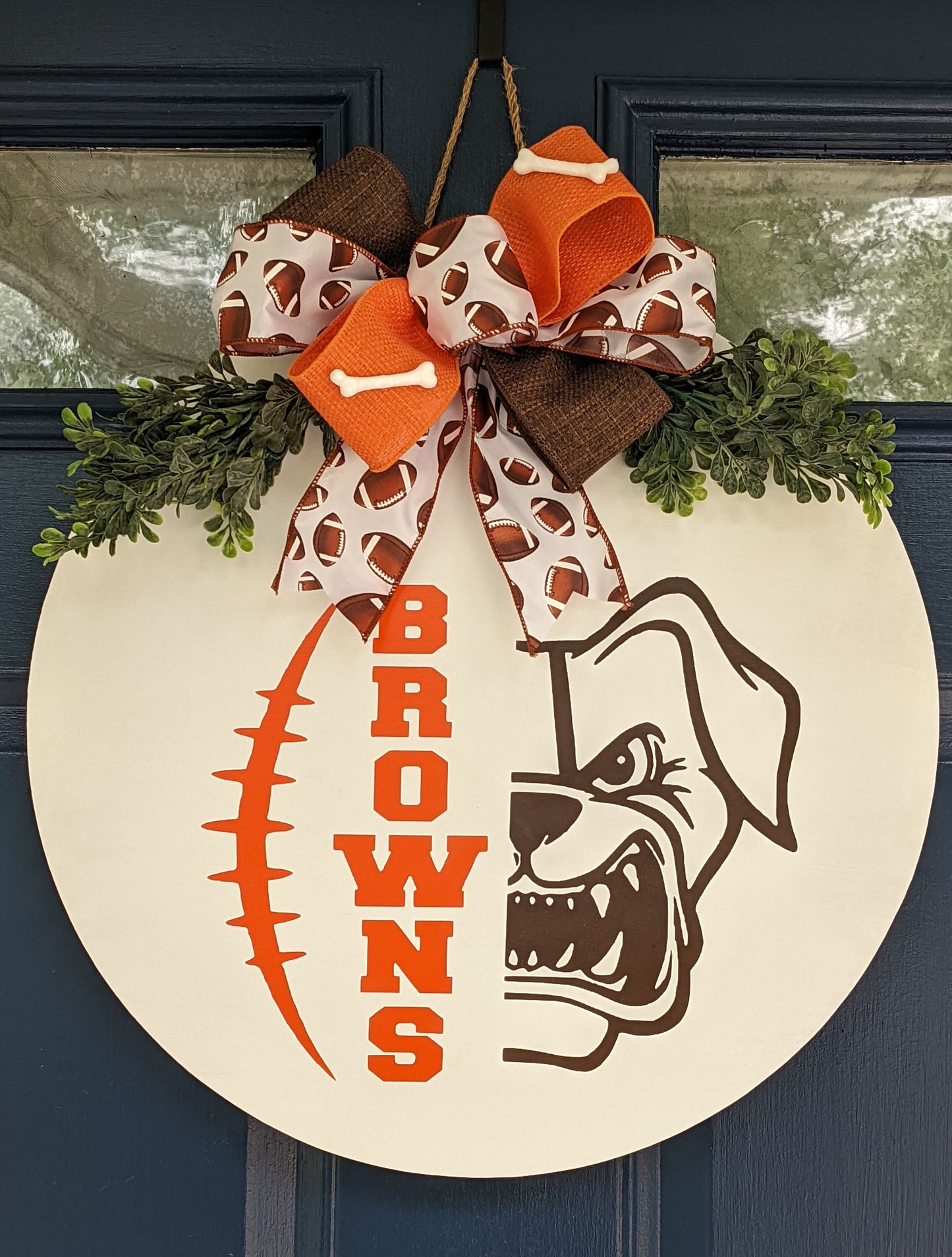 Here we go brownies , Cleveland, Door Hanger, Fall Decor, Browns, Wreath, Football, Welcome Door Hanger, Fall Door hanger, Football / Dog