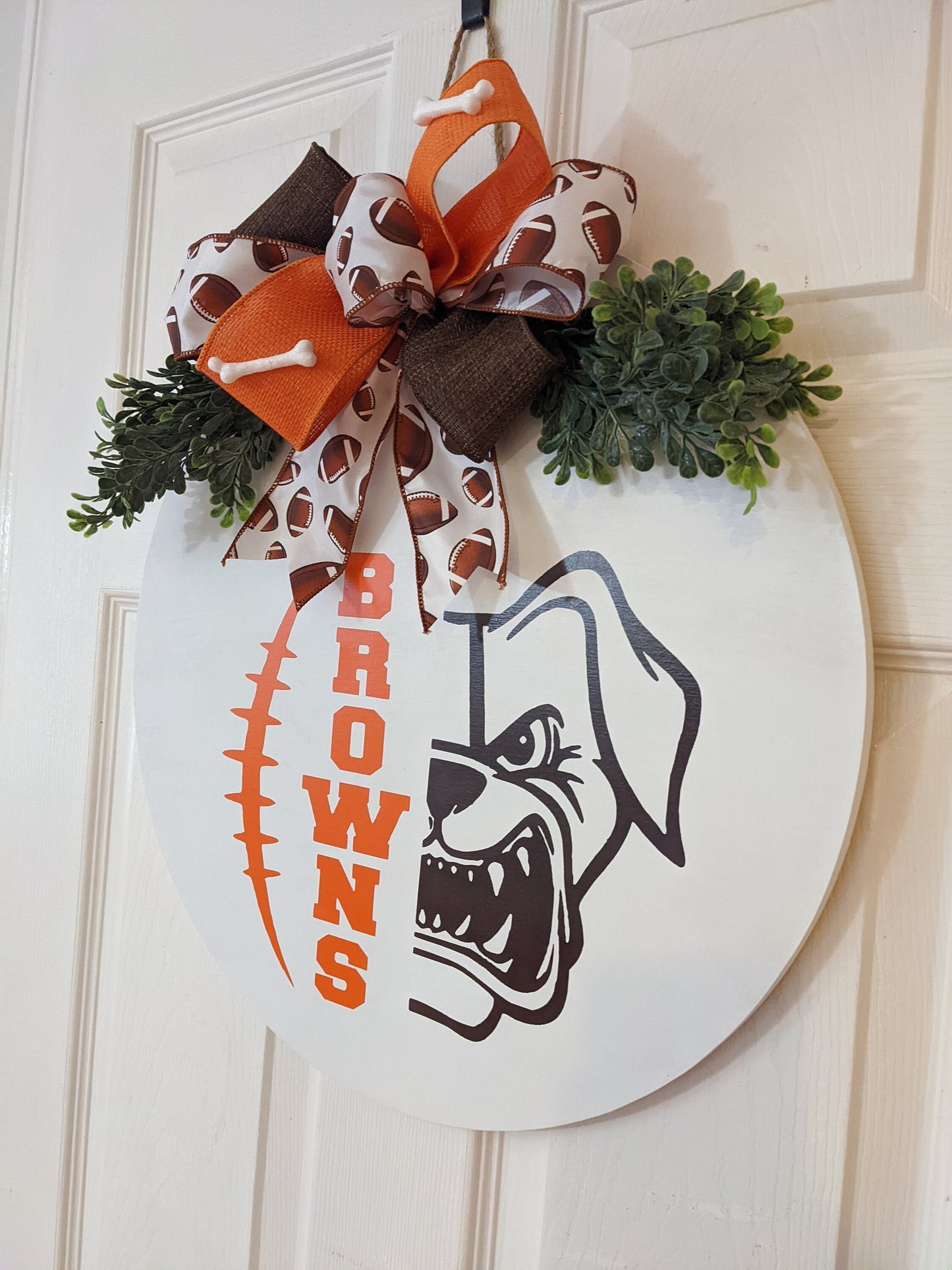 Here we go brownies , Cleveland, Door Hanger, Fall Decor, Browns, Wreath, Football, Welcome Door Hanger, Fall Door hanger, Football / Dog