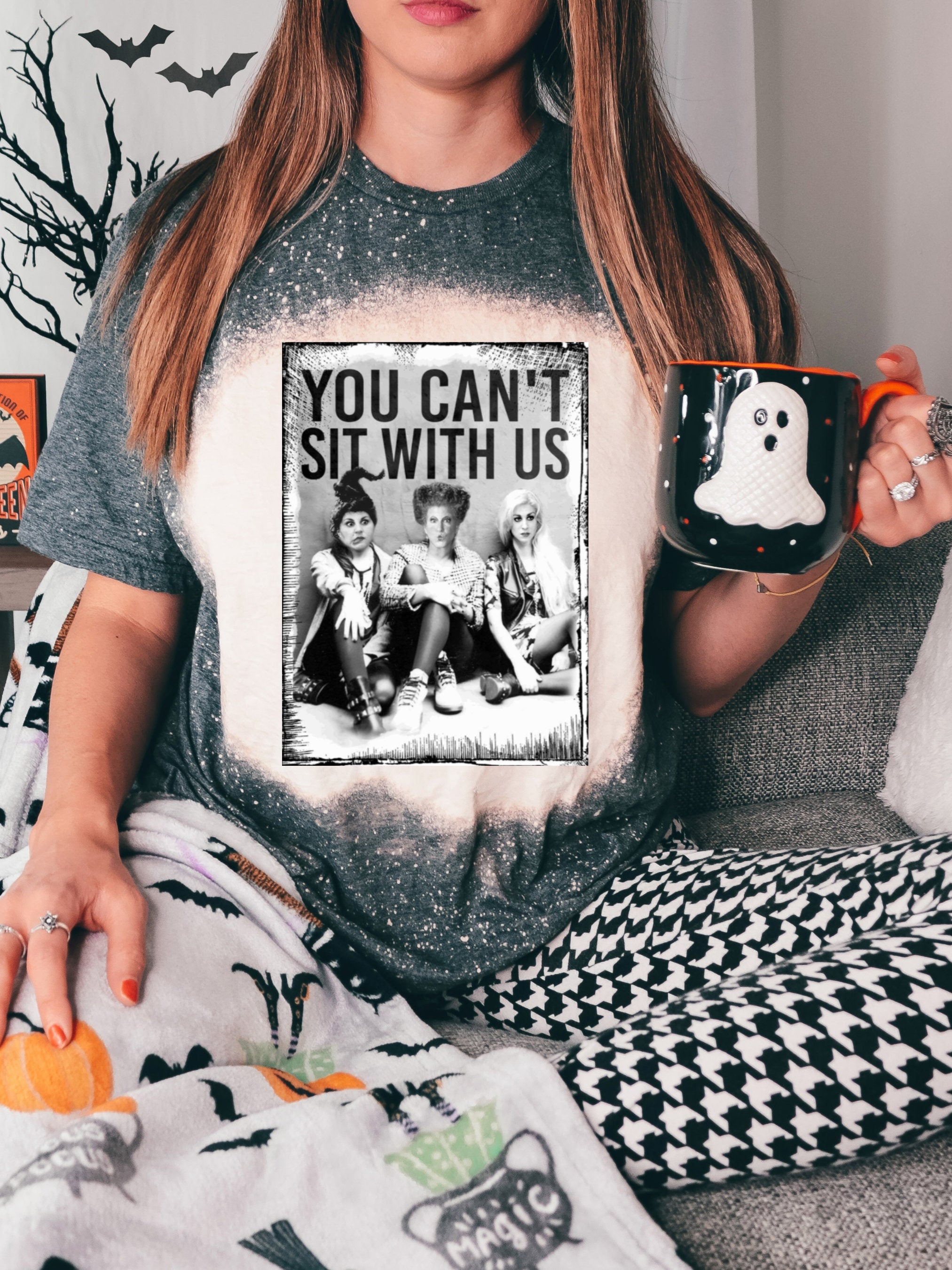 Maglietta Donna MOUSYA Halloween 'I Smell Children' Hocus Pocus, Tie Dye Grigia, Taglie Dalla S Alla XXL