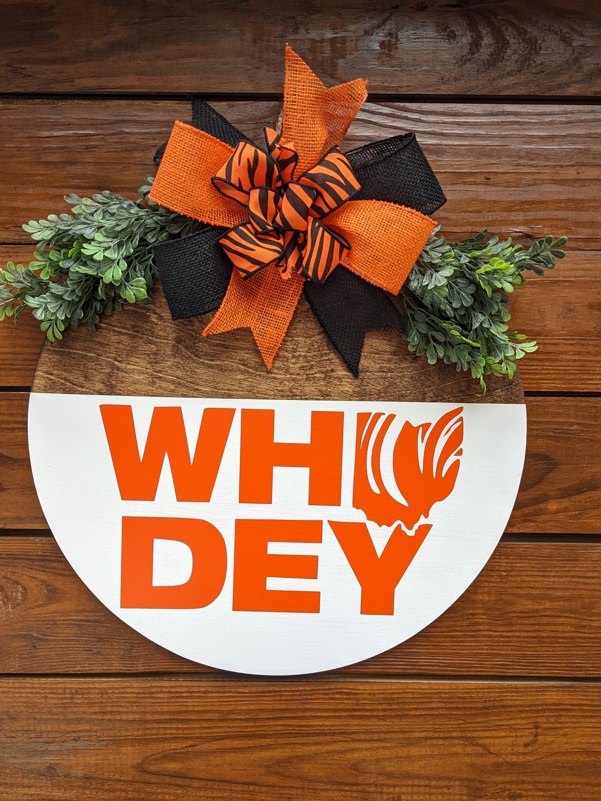 Cincinnati Bengals Door Hanger, WHO DEY, Football Door Sign, Wreath Football ,Bengals Wreath Home Sign, Wreath, Football, Welcome ,White