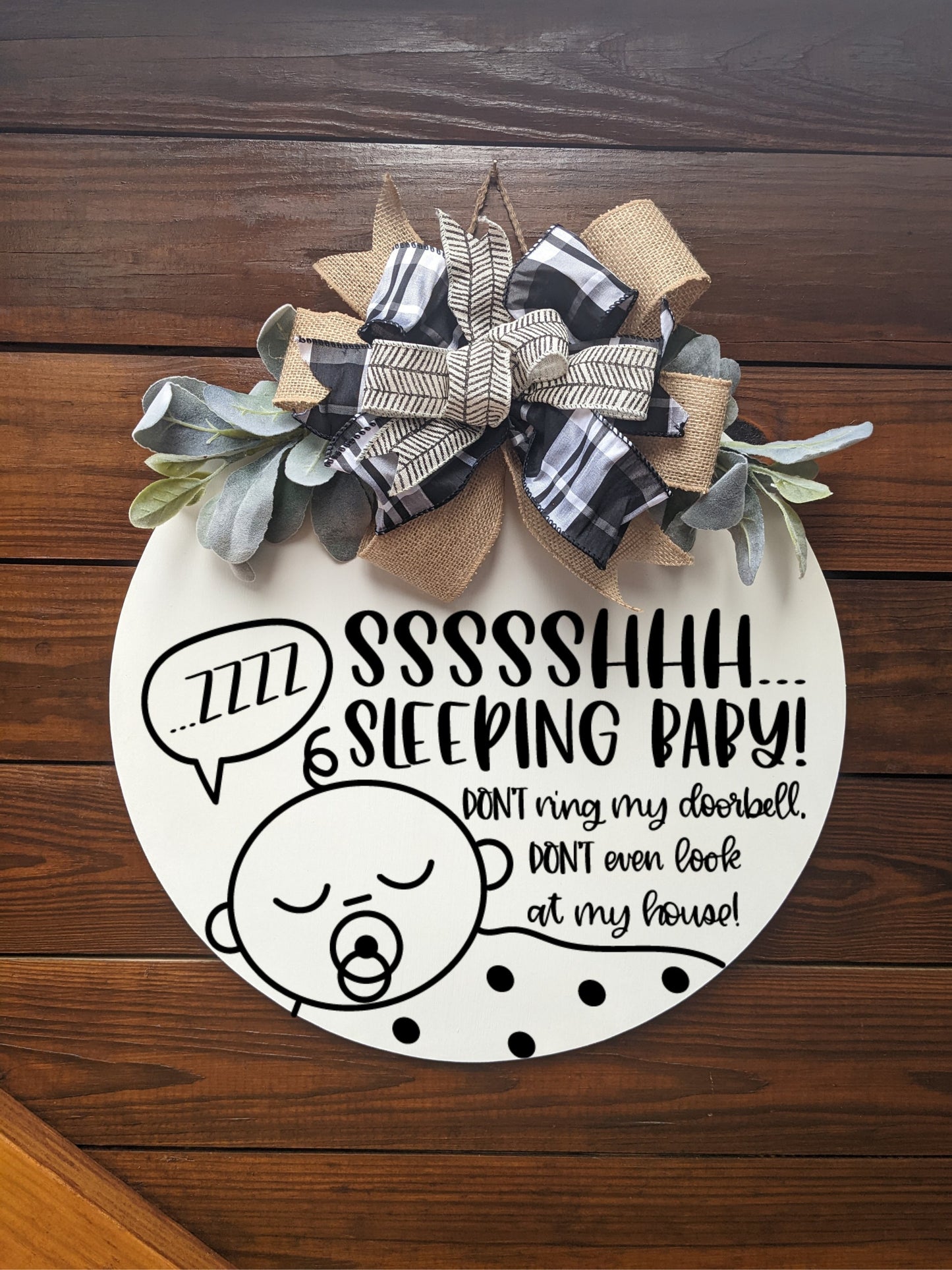 Front Door Decor ,Sleeping Baby Sign , Door Hanger ,Do not Knock Door Sign ,New Baby ,Baby Shower Gift , Home Decor