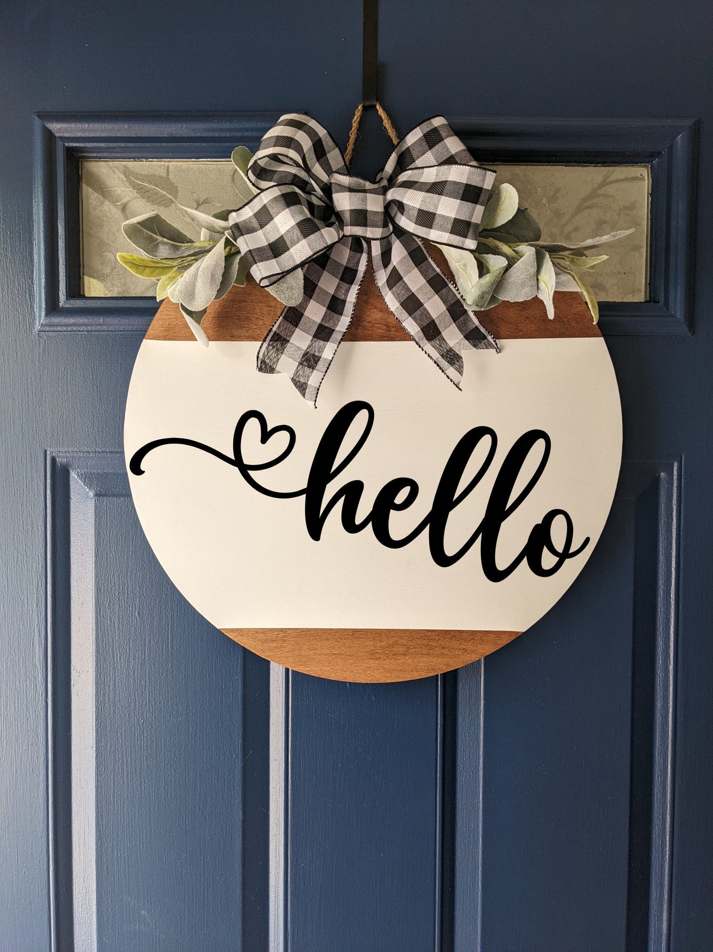 Front Door Decor , Hello ,Door Hanger , Wreath , Front Door Wreath ,Housewarming Gift ,Home Decor,  Last Name/Family