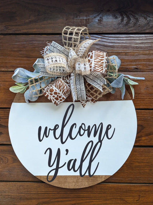 Front Door Decor, Welcome Y&#39;all ,Door Hanger ,Front Door Wreath, Door Wreath, Housewarming Gift, Home Decor, Welcome