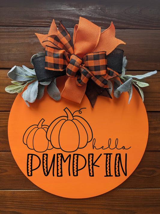 Fall Door Hanger, Hello Pumpkin, Fall Decor ,Fall Wreath , Door Hanger ,Door Wreath , Housewarming Gift , Wreath, Halloween door hanger