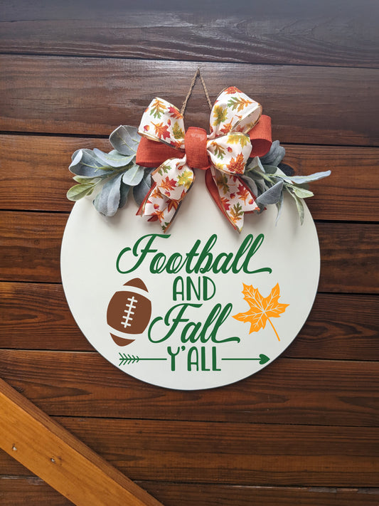 Front Door Decor, Football Sign , Sports Sign ,Door Hanger, Year Round Wreath , Door Wreath , Housewarming Gift , Sports Gift, Fall Hanger