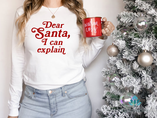 Dear Santa I Can Explain, Christmas Sweatshirt, Funny Christmas Shirts , Christmas Gift, Christmas Party Shirts