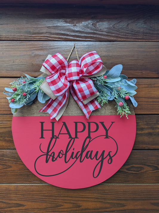 Happy Holidays Door Hanger, Christmas Door Hanger, Winter Door Hanger, Round Hanger, Merry Christmas Door Hanger, Seasonal