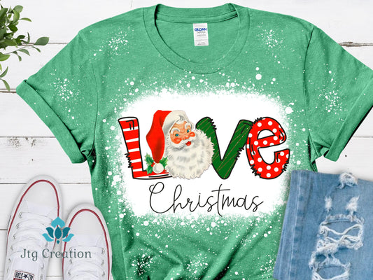 Bleached Merry Christmas Tee, Christmas Bleached Tee, Unisex Bleached T-shirt, Love Christmas t shirt