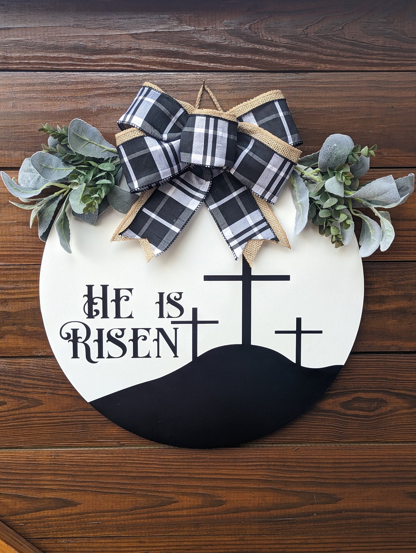 He Is Risen Round Door Sign, Farmhouse Decor, Front Door Sign, Home Decor, Easter Sign, Religious Sign, Spiritual Sign