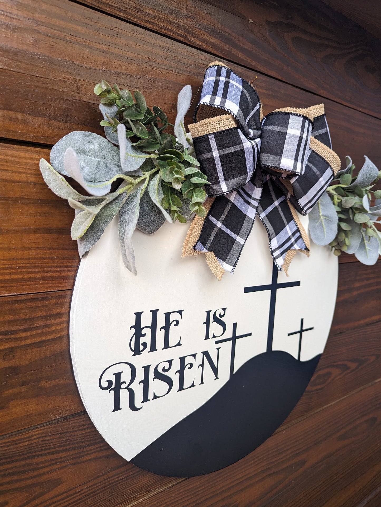 He Is Risen Round Door Sign, Farmhouse Decor, Front Door Sign, Home Decor, Easter Sign, Religious Sign, Spiritual Sign