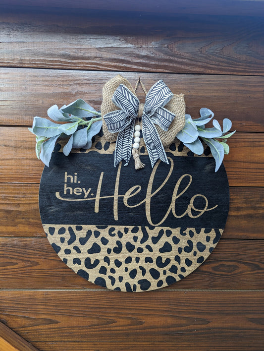 Front Door Decor, Hi Hey Hello, Year Round Wreath, Front Door Hanger, Front Door Wreath, Housewarming, Welcome Sign, Front Door Sign