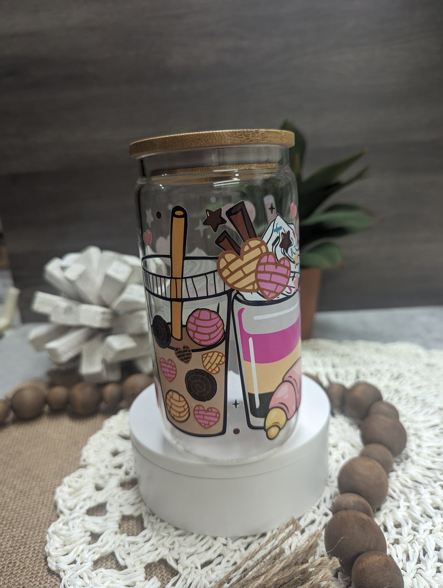 Cafecito y Chisme Glass Cup, Coffee cup, Libbey glass, Glass Can, Glass Tumbler